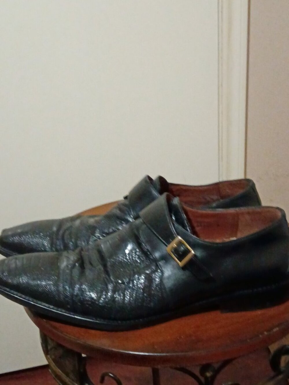 Belvedere Black Genuine Ostrich Leg Monk Strap Dress Shoes Size 12 - Picture 11 of 14